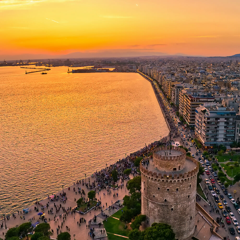 Thessaloniki Greece at sunset